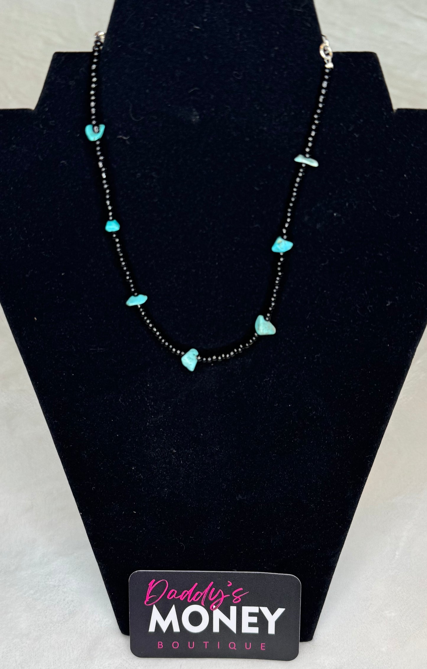 Black Beaded Turquoise Necklace