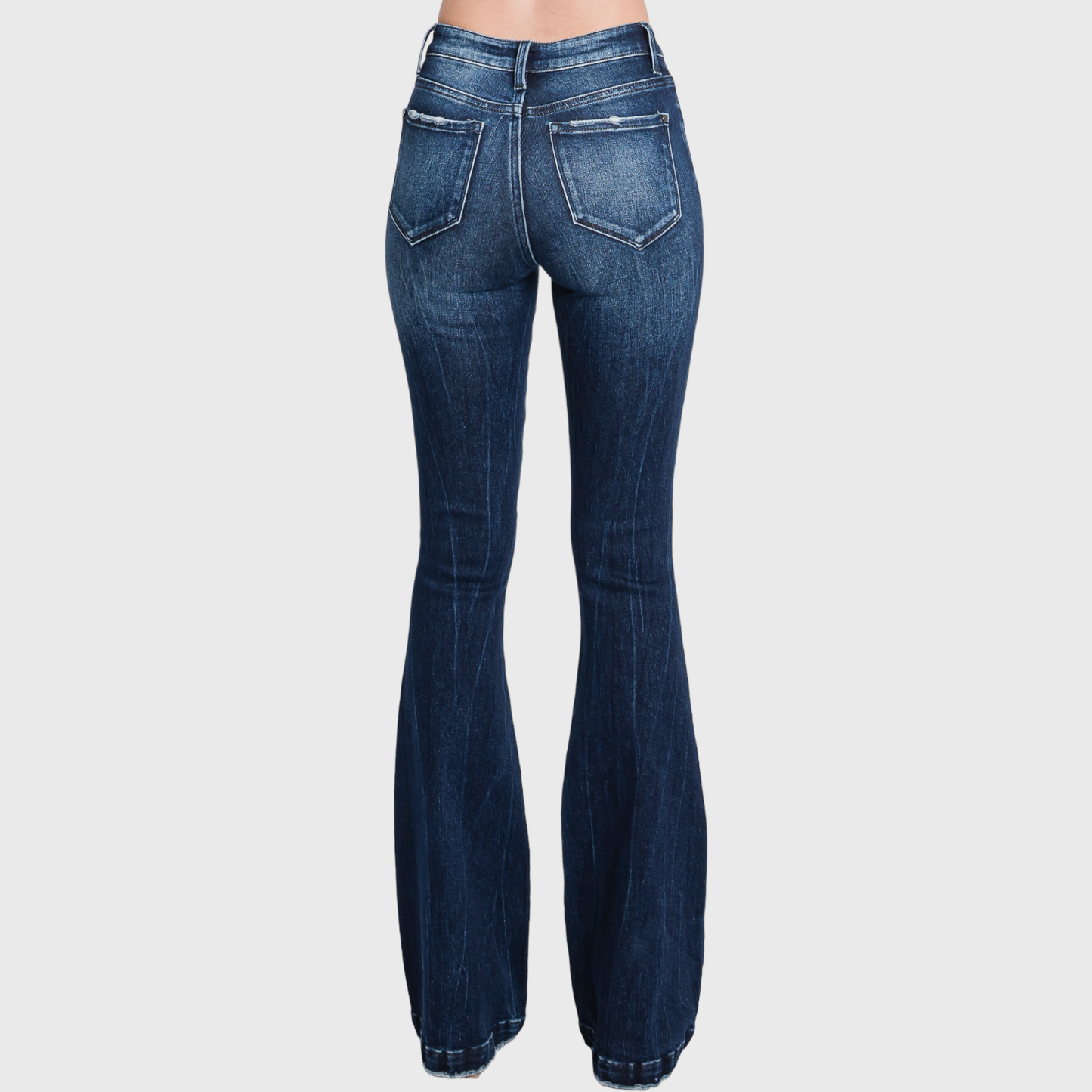 Distressed Mid Rise Stretch Flare