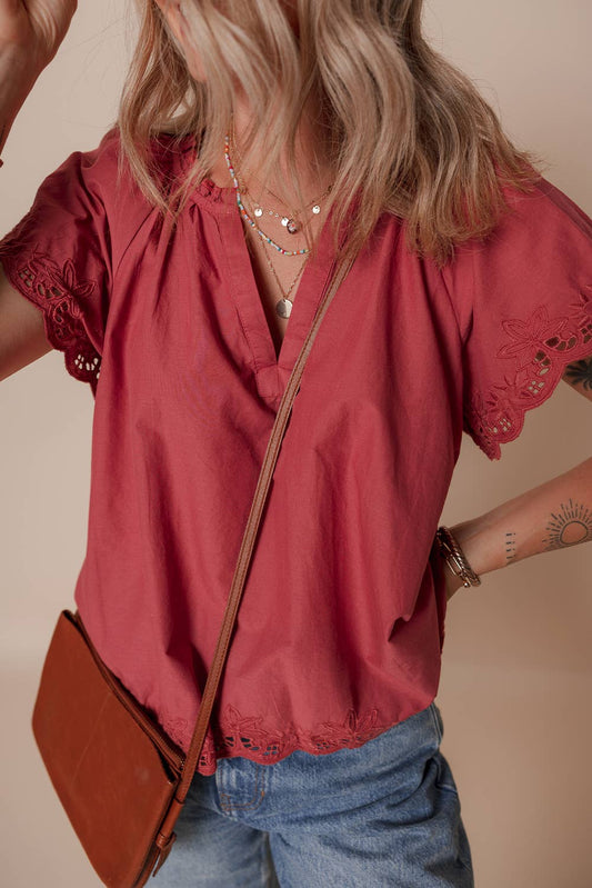 Red Floral Blouse