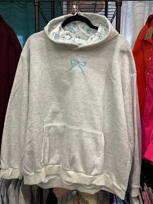 Blue Floral Bow Hoodie